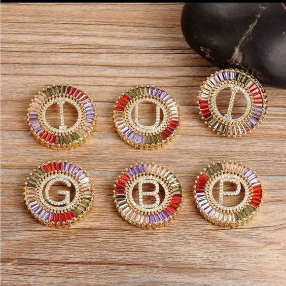 Tri Color Cubic Zirconia initial Pendant Necklace For Women gold and silver - Picture 2 of 6